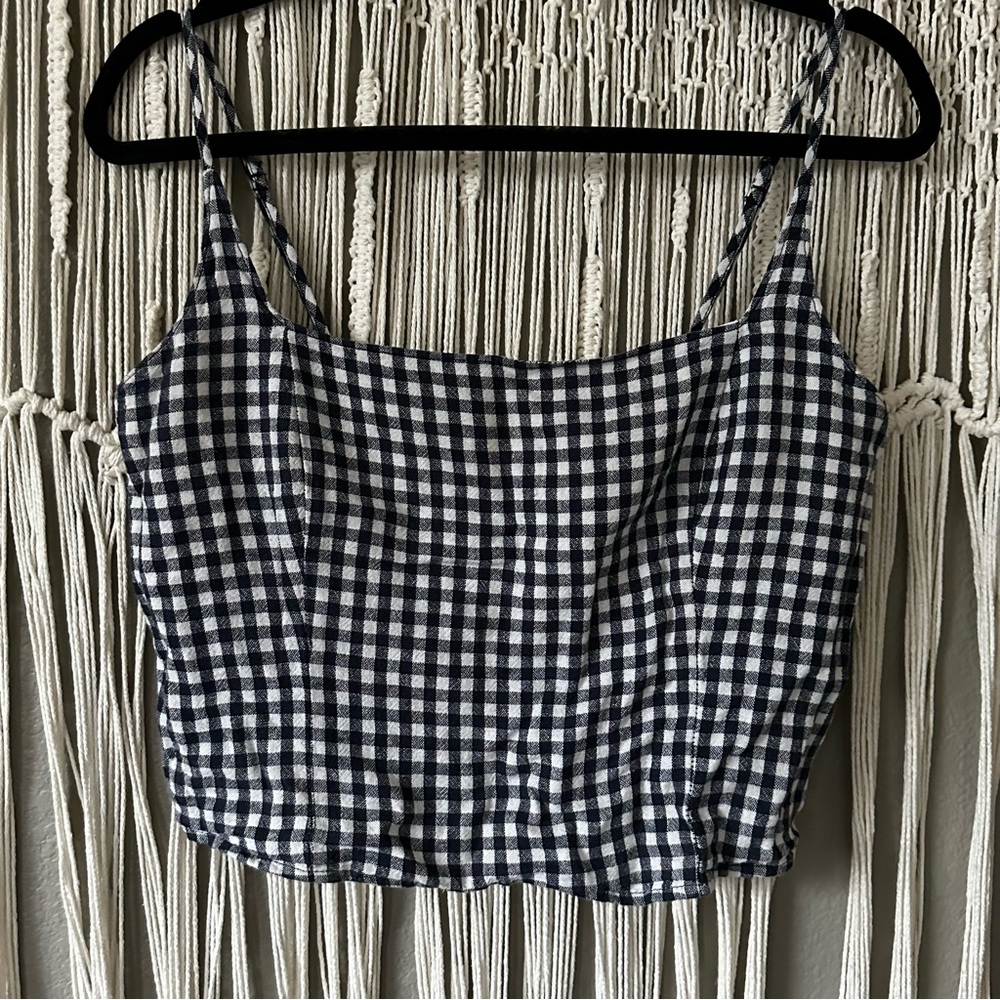 Abercrombie & Fitch Linen Blue and White Gingham Camisole